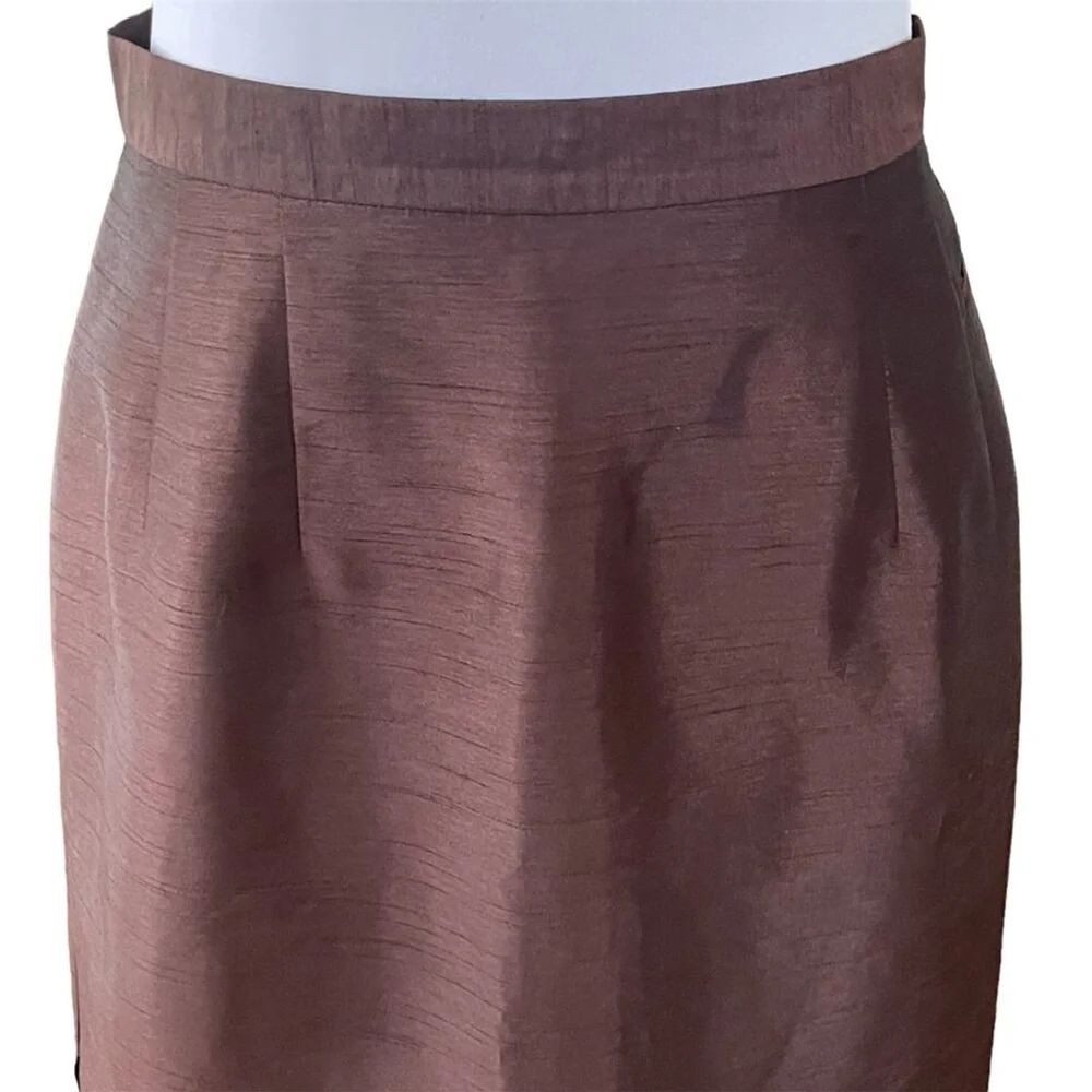 Harve Bernard Brown Satin Pencil Skirt Size 6